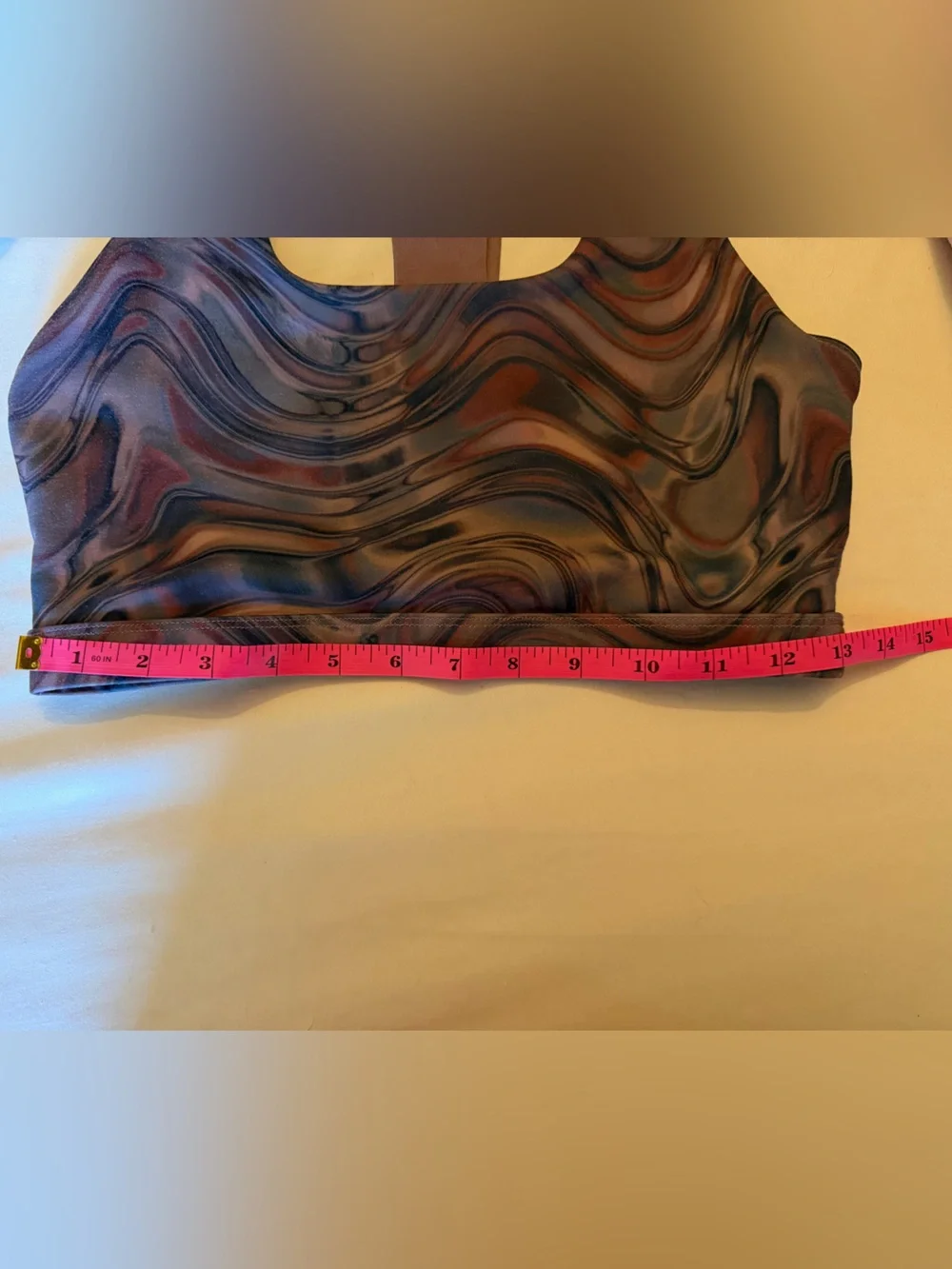 Fabletics Mauve Marble-Print Racerback Sports Bra